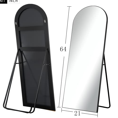 Image of PexFix Arched Full Length Mirror,Floor Body Mirror with Stand,Full Length Wall Mirror with Wood Frame,Dressing Mirror for Bedroom,Black,64''x21'' (USAM019)