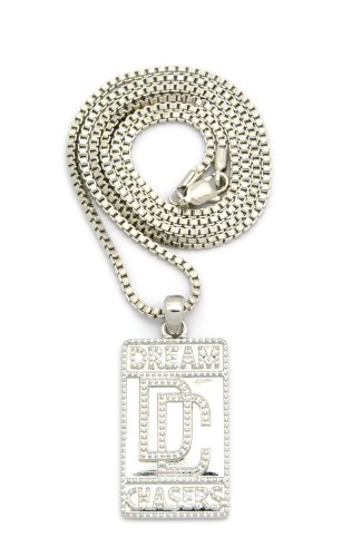 Crescendo SJ INC New Dream Chasers 'DC ' Pendant &2mm24 Box Chain Hip Hop Necklace XMP5BXR