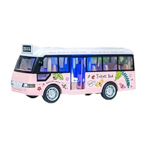 Fenteer Rosa Stadtbus Spielzeug mit Licht