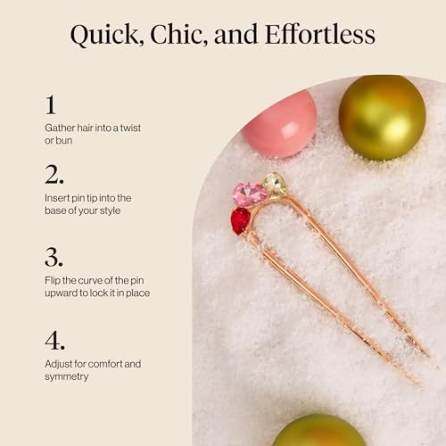 Kitsch Gemstone French Hair Pin for Women - Gold Hair Accessories, 1pc - image 6