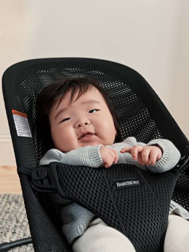 Image of BabyBjorn Bouncer Bliss, Black Frame, Mesh, Black 2-in-1 Adjustable Baby Bouncer Seat and Toddler Chair, Newborn to Toddler (8-29 lbs), 4 Positions, Lightweight & Portable