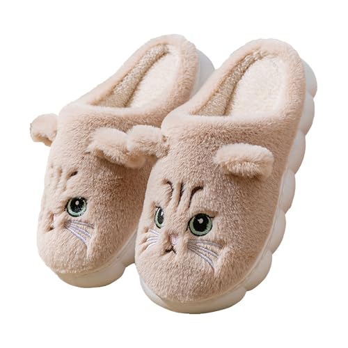 SoLu DAY8 Pantofole Pelose Donna Invernali Morbide Antiscivolo Comode Calde Peluche Ciabatte Uomo Inverno Velluto Elegante Taglie Forti Casuale Interno Casa Mignon Animal Ragazza Scarpe (Khaki, 40)
