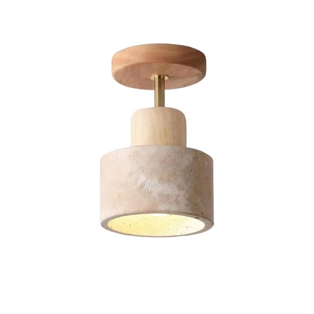 Plafonnier moderne discret en bois travertin japonais : luminaire vintage pour couloir et balcon