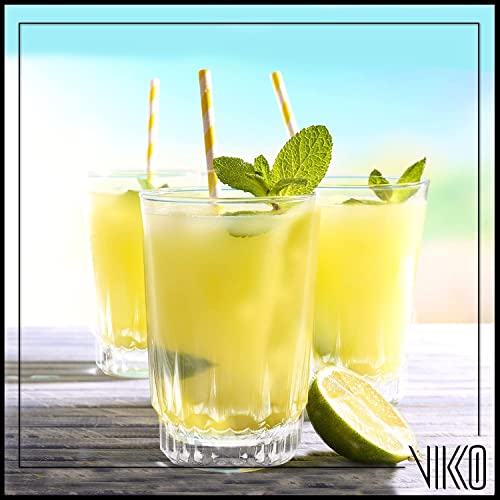 Vikko 9 Ounce Drinking Glasses: Highball Kitchen Glassware - For Orange Juice, Water, Soda, Etc. -Thick And Durable - Sculpted Lines Design - Dishwasher Safe –Set Of 12 Crystal Clear Glass Cups #TOP5