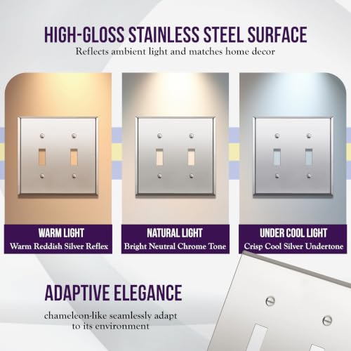 ENERLITES Double Toggle Switch Metal Wall Plate, 2-Gang, Polished Chrome by ENERLITES - Used condition - Image 7