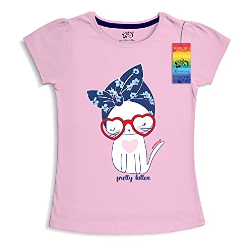 Image of X2O Girls Half sleeeves Cotton Tshirt with Cute Prints and Colorfull (Pink) (Pack of 5)
