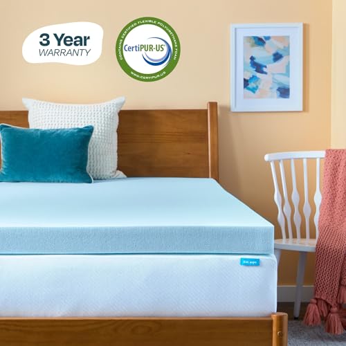 Image of Linenspa Memory Foam Mattress Topper, Full Size - 4 Inch Gel Infused Memory Foam - Plush Feel - Cooling and Pressure Relieving - CertiPUR Certified