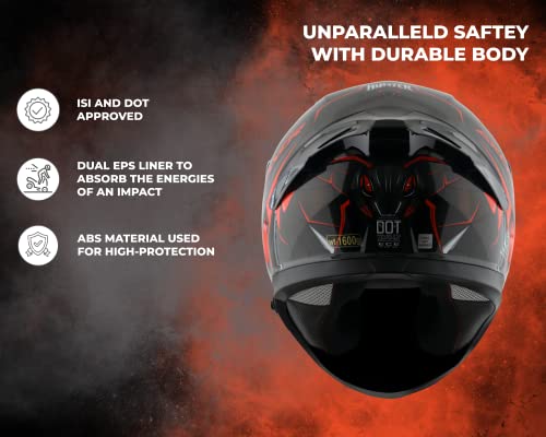 Image of Axor Apex Hunter ISI ECE DOT Certified Full Face Dual Visor Helmet For Men And Women With Pinlock Fitted Outer Clear Visor And Inner Smoke Sun Visor Black Orange Helmet-M
