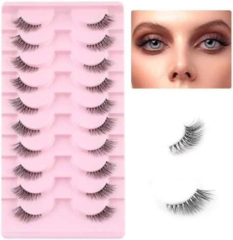 MAYCREATE® 10 Pairs Half Lashes Mink Natural Cat Eye Wispy False Eyelashes