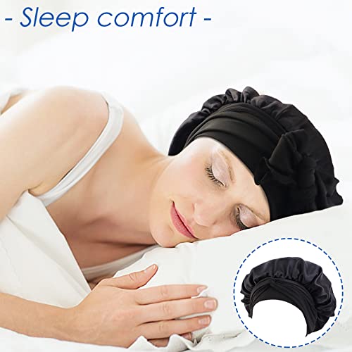 image for TCOTBE 2 Pack Silky Satin Bonnet Hair Wrap Silk Sleeping Cap with Wide