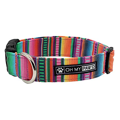 Serape Collar for Pets Size Extra Small with Extra Length 5/8 Inch Wide and 12-17 Inches Long - Hand Made Dog Collar by Oh My Paw'd