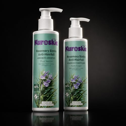 Image of Rosemary Biotin Anti Hair Fall Shampoo & Conditioner | Hair Growth & Strengthening Formula | Plant Keratin | For Men & Women | 200ml + 175ml
