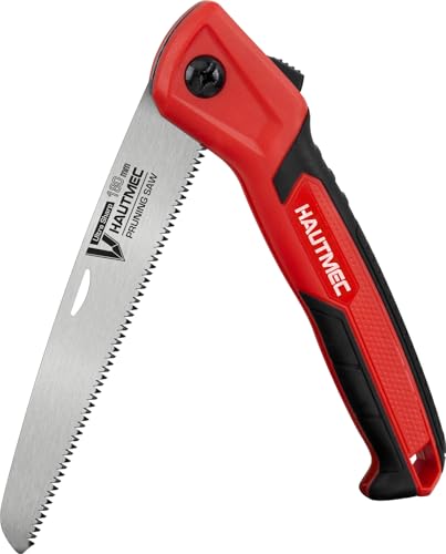 Image of HAUTMEC 7 inch Folding Pruning Saw, Small Hand Saws for Tree Trimming with SK5 Blade & Triple-Cut Teeth, Wood Cutting, Camping, Pocket & Bushcraft