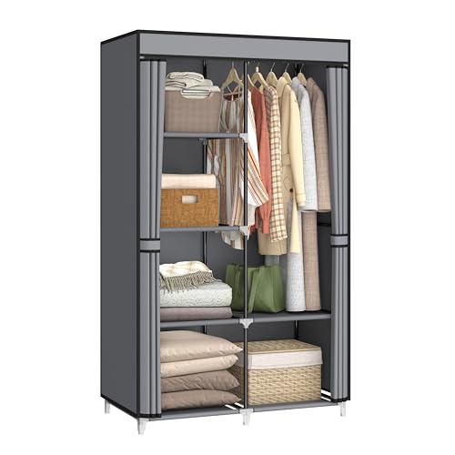 MOGELAFOO 35 Inch Portable Wardrobe Closet for Small Room, Clothing Organizer Storage Rack with...