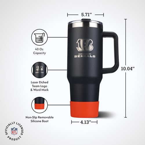 Image of The Memory Company NFL 40oz Game Day Tumbler - Premium Stainless Steel Double-Wall Vacuum Insulated Travel Cup with Removable Silicone Base , Laser Engraved Team Logo, Hot & Cold Drinks