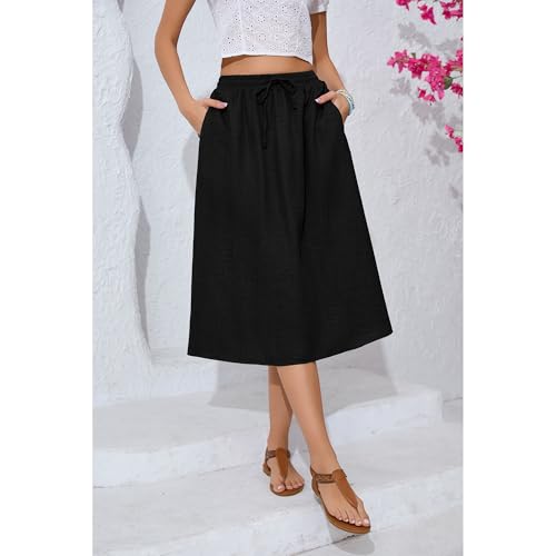 Image of Witsmile Women's Summer Pleated High Waisted Casual Flowy Skirt Pockets