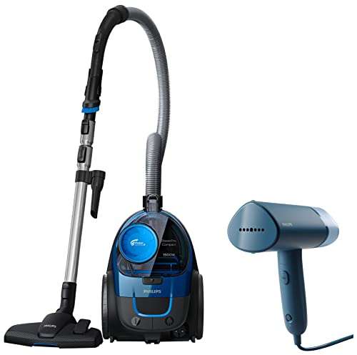 Image of PHILIPS Powerpro Compact Bagless Hepa Filter Vacuum Cleaner for Home with 1900 Watt Motor for Strong Suction Power Blue Handheld Garment Steamer Compact&Foldable Blue, Small, 1 Count, 100ml