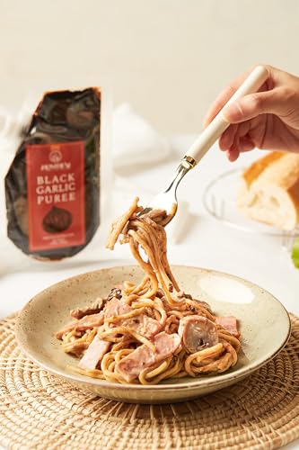 Image of Homtiem Black Garlic, Whole & Peeled, Fermented for 90 Days, Ready to Eat, Non-GMO, No Additives (5.25 Ounce (Pack of 6), Puree)