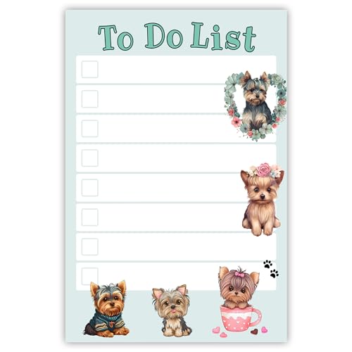 Image of DAILY RITMO Yorkshire Terrier Sticky to Do List Notepad - Cute Kawaii Yorkie Gift for Dog Lovers Women | Office School Supply Sticky Notes 4 inchx6 inch 50 Pages