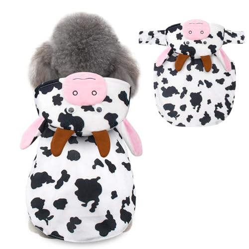 Cow Dog Costume Clothes, Dog Halloween Costumes for Small Medium Dogs, Funny Pet Costumes Milk Cows Outfit for French Bulldog Christmas Party Cosplay Puppy Cat Clothes Photo Dress up Accessories
