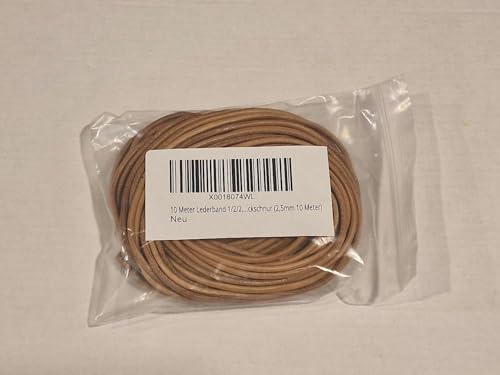 Perlin 10 Metre Leather Cord 1/2/2.5 mm Brown Sand Leather Cord Cowhide Leather Jewellery Band Craft Cord Jewellery Cord (2.5 mm 10 Metres) - Image 3