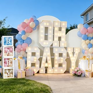 OH BABY Marquee Light-Up Letters oh baby lettersg ender reveal decorations gender reveal decorations oh baby sign big letters (4FT)