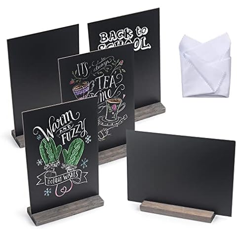 RSXING Mini Chalkboard Signs, Vintage Wooden Tabletop Chalkboard Sign with Stands - Set of 6 Decorative Mini Chalkboard Table Signs Small Message Chalkboard Cover