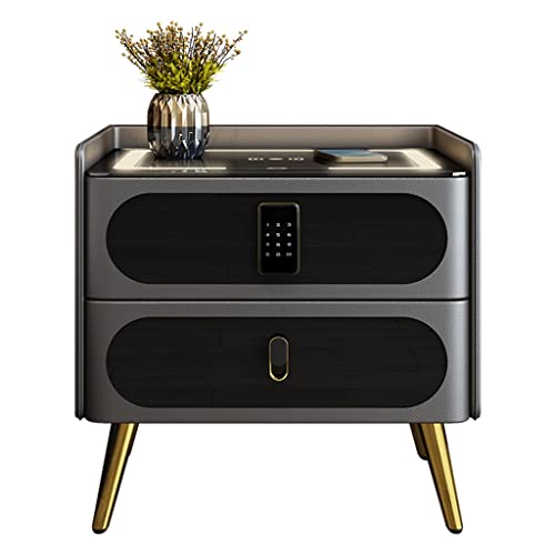 Table de chevet créative LED avec serrure à combinaison et chargeur induction - 2