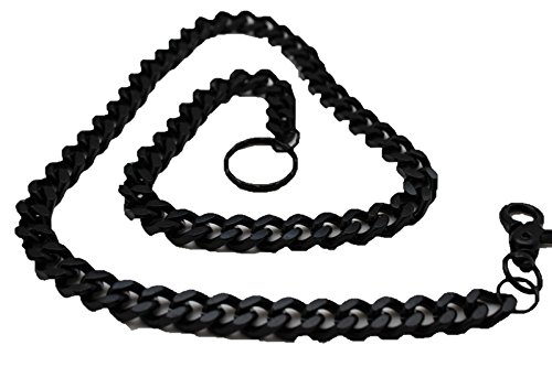 TFJ Men Fashion Wallet Thick Chain Chunky Links Black Metal Strand Jeans Long Keychain Fashion Jewelry