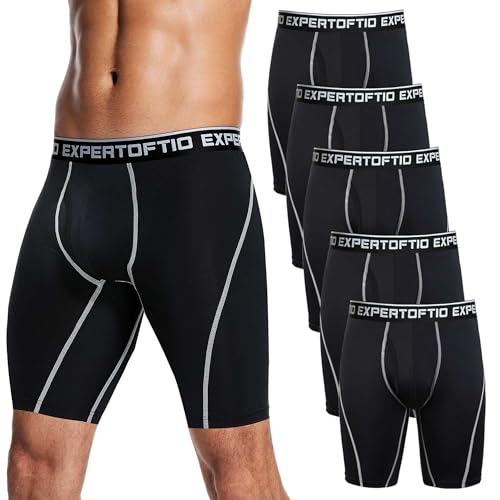 Expertoftio Boxershorts Herren Lang Sport Lange Unterhosen Bein 9-Zoll Kompressionsshorts Pack Funktionsunterwäsche Männer mit Eingriff