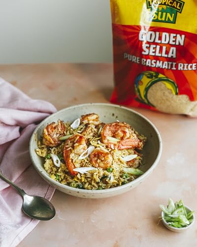 Tropical Sun Golden Sella Basmati Rice 10kg - Extra Long Grain Parboiled Rice - Naturally Aromatic - Non-Sticky & Fluffy Rice for Biryani, Pilaf, Curries & Everyday Cooking