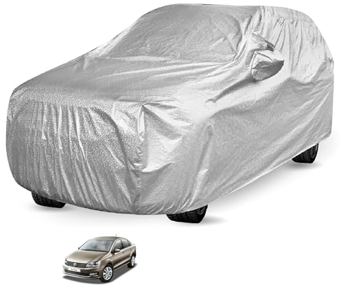 Image of Auto Hub Waterproof Car Cover Compatible with Vento with Mirror Pocket, Soft Cotton Lining, Waterproof Vento Car Cover- Metallic Silver