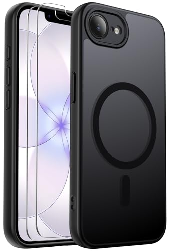 Ezanmull for iPhone 17e/16e Case Magnetic Shockproof Full Camera Protection Fit for MagSafe with Screen Protector X2 Translucent Anti-Fingerprint Case for iPhone 17e/16e (Black)
