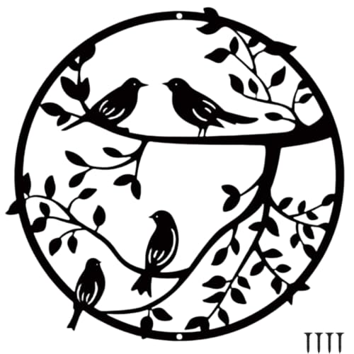 HZBAKLO Décoration murale en métal, 11,8 pouces, oiseau en métal sur branche d'arbre, silhouette murale d'oiseaux, décoration murale suspendue en fer...