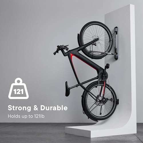 Image of Steadyrack Bike Rack for Road Bikes - The Original Wall Mounted Vertical Bike Storage - Fits Narrow Tires - Space Saving Pivot Design - Heavy-Duty Steel Rack for Indoor Garage, Apartment or Home Use
