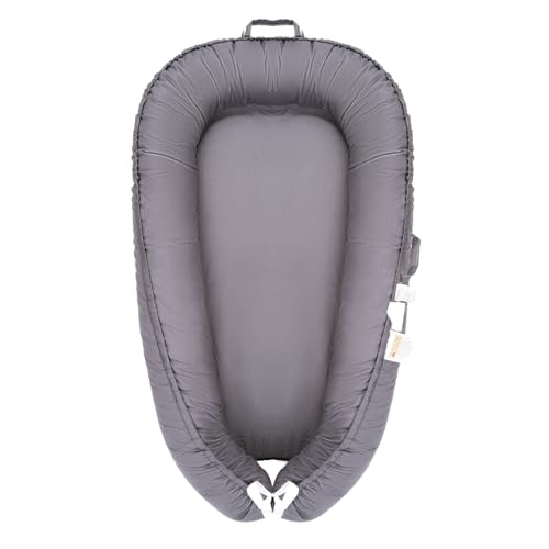 Image of Baby Lounger for Newborn, Baby Nest Cover (0-24 Months), 100% Cotton Breathable Adjustable Portable Infant Lounger, Co Sleeper for Baby in Bed, Baby Essentials and Gifts