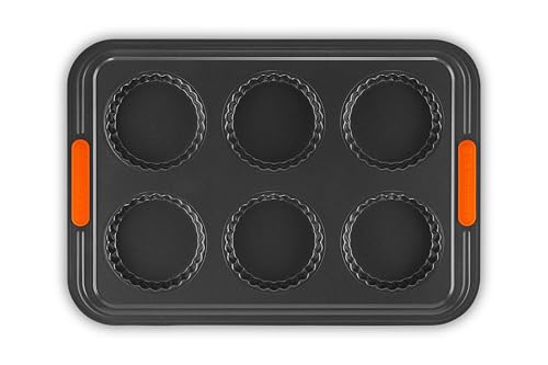 Le Creuset Antihaft Tarteform, Für 6 Stück, Sauerteigbeständig, Aus Karbonstahl gefertigt, Anthrazit/Orange, 94102939000000 – Ansicht 1