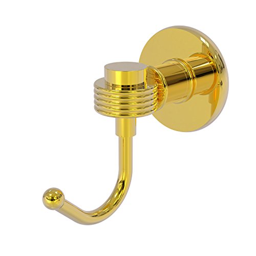 Allied Brass 2020G-PB Continental Collection Groovy Accents Robe Hook, Polished Brass