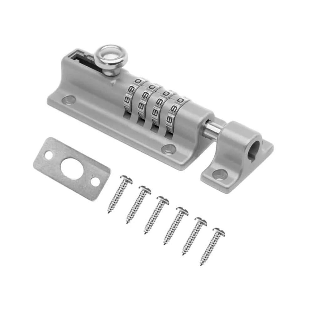 Corrosion Resistant Keyless Door Bolt Lock,Indoor Outdoor Anti-Tamper(Silver)