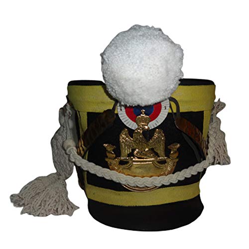 warreplica French Napoleonic Shako Helmet w/Black Felt, White Pompom, White Braid - Repro