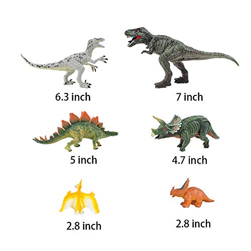 E Eakson 27-Pack Kids Dinosaur Figures Set, 3-7 Inch Realistic Plastic Toys, Stem Educational Playset For Boys & Girls, Including T-Rex, Stegosaurus, Triceratops #TOP4