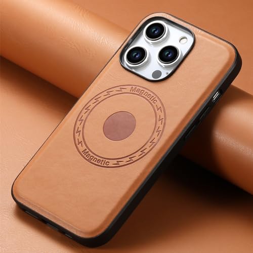Étui iPhone 15 en cuir Magsafe ENILSA coque marron pour charge sans fil