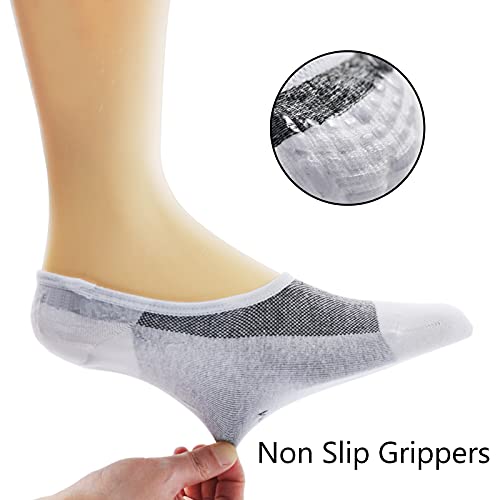 Lo Shokim 6 Pairs No Show Socks Men Breathable Non Slip Low Cut Socks Women Cotton Durable Invisible Socks Loafers (Wy-2Black+2White+2Grey, 10-13) #TOP3