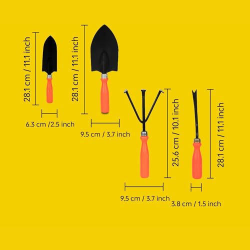 Image of Ocean Mart- Gardening Hand Tools Set - 5 Pieces (Cultivator, Big and Small Trowel, Weeder, Fork) | Tools for Home Garden | Durable Plant Tool Kit | Farming Tools