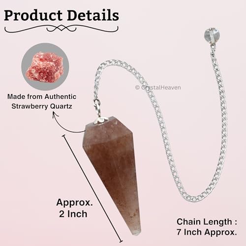 Image of Strawberry Quartz Pendulum Dowsing Tool - Natural Crystal Pendulum for Spiritual Guidance - Premium Dowser Pendulum for Accurate Divination and Energy Healing - Perfect for Energy Healing and Chakra Balancing - Handcrafted with Precision and Elegance