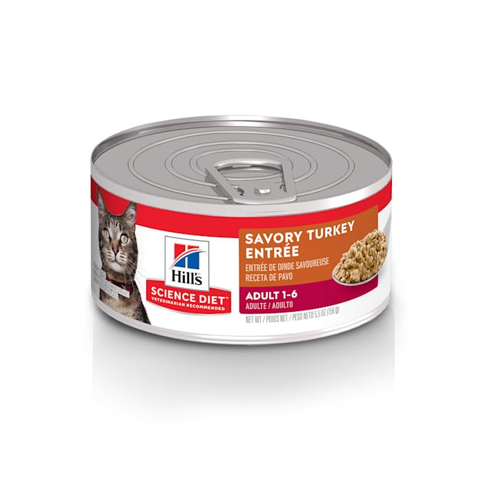 Hill's Science Diet Adult Savory Turkey Entre Canned Cat Food, 5.5 oz, 24-pack