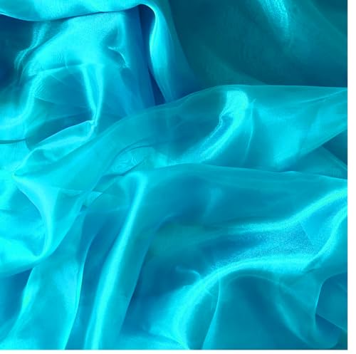Image of mds Pack of 10 Yard Bridal Solid Sheer Organza Fabric Bolt for Wedding Dress,Fashion, Crafts, Decorations Silky Shiny Organza 44aa‚¬A- Turquoise