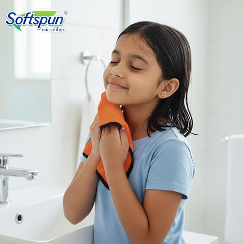 Image of SOFTSPUN Microfiber Baby Hand & Face Wipes 280 GSM 20x30 Cms 4 Piece Towel Set Brown! Super Soft & Comfortable for Newborn Baby and Kids Quick Drying Ultra Absorbent in Small Size.