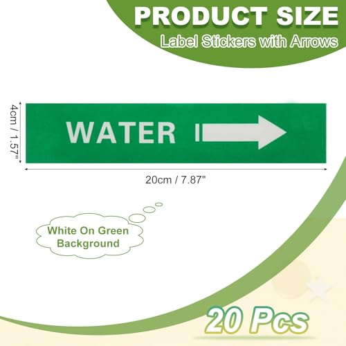Etiquetas de tuberías con flecha WATER indicadora de flujo verde 2