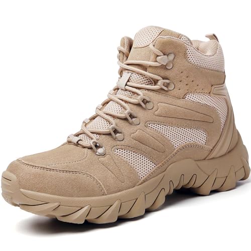 Men’s Tactical Boots Military Work Combat Boots 6 Inches Side Zip Hiking Desert Motorcycle Boot